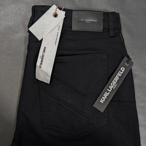 $99 Karl Lagerfeld Paris Slim Straight Black Jeans Men`s Size 36 36x32
